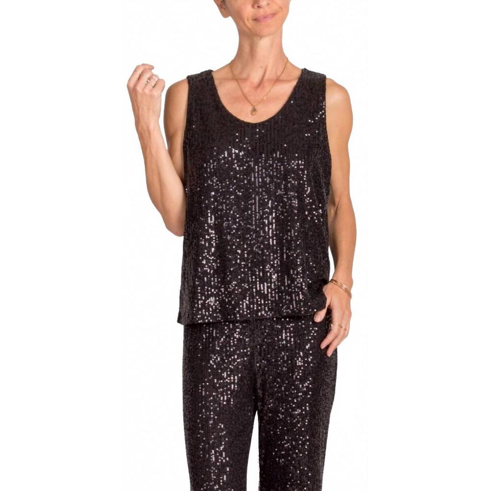 NEW GIGI MODA festa sequin tank top in black